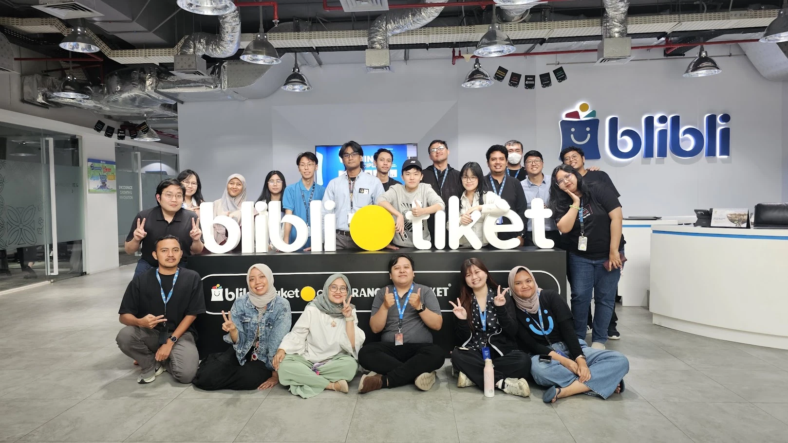 The security team at the Blibli and tiket.com office in Jakarta